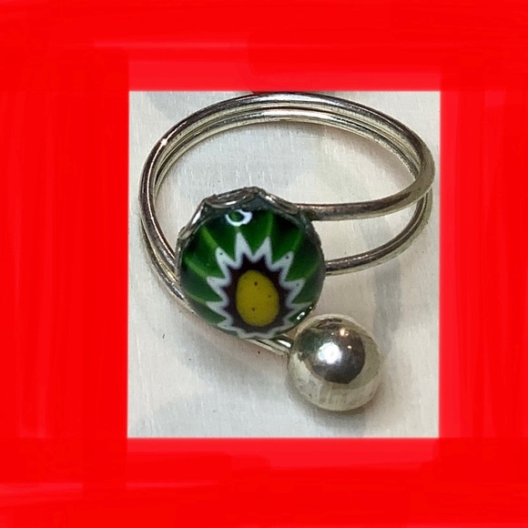 NEW Vintage cocktail ring Millefiori Adjustable - Picture 2 of 7